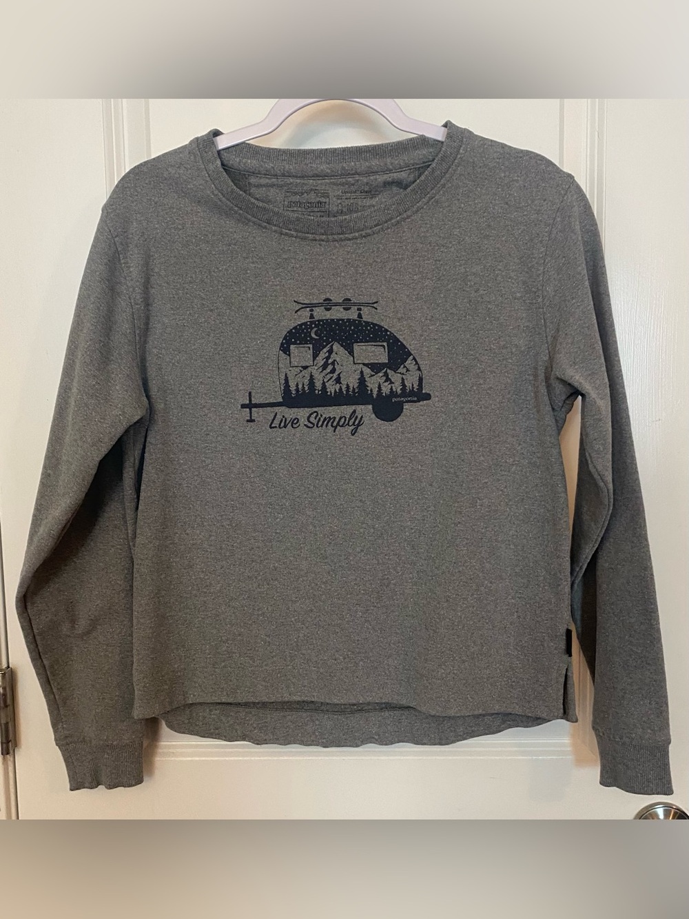 Patagonia Uprisal Crew Sweatshirt Sz M Gray Camper Mountain Graphic Live Simply